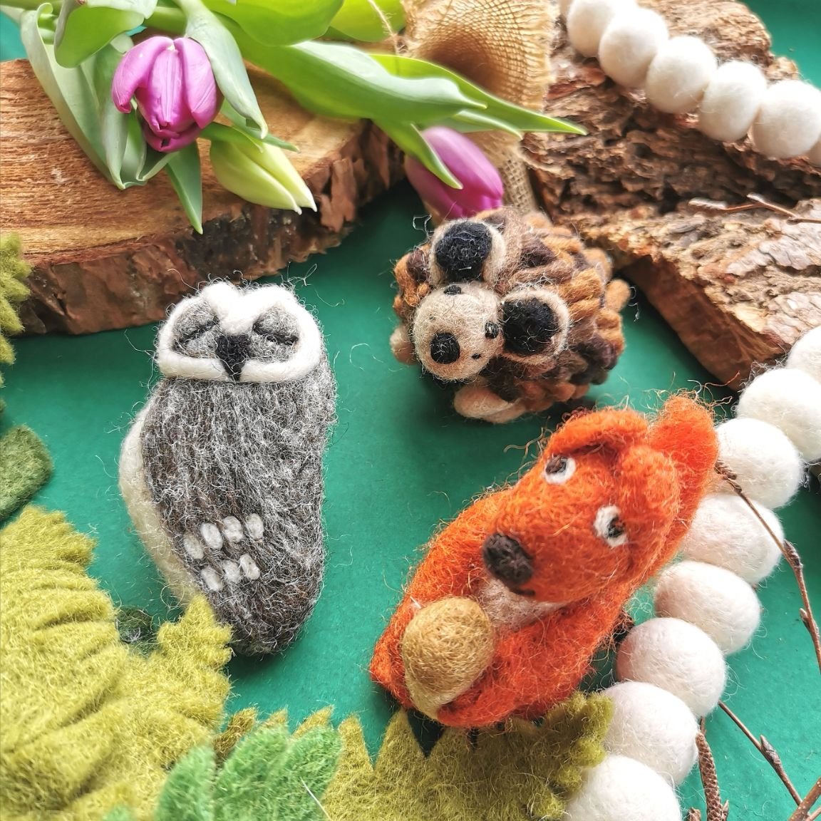 Grey Owl Biodegradable Handmade Hanging Needle Felt Decoration