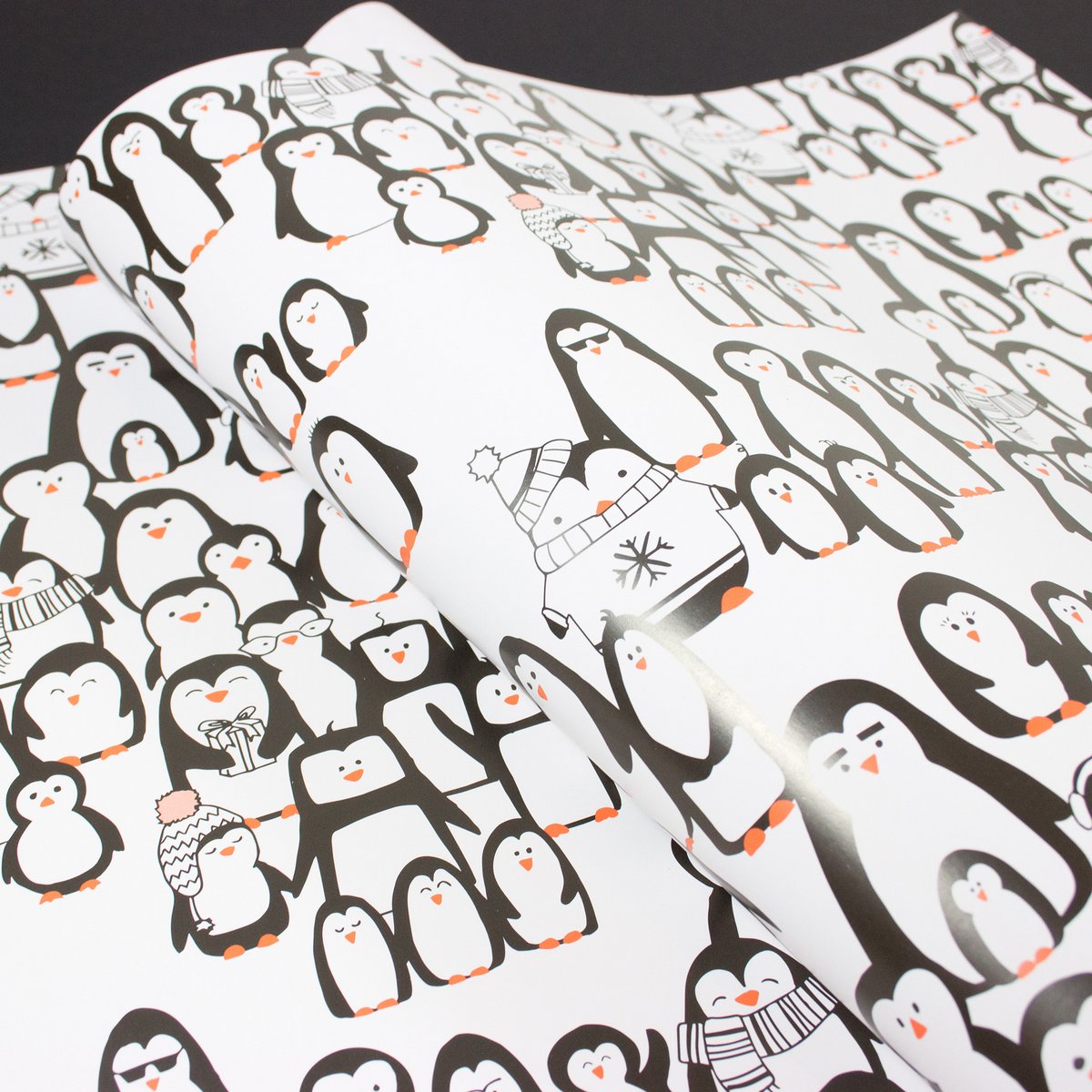 Wrapping paper penguin parade