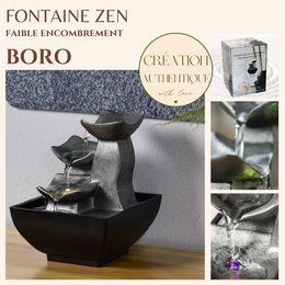 Zimmerbrunnen – Boro – Ideale dekorative Zen-Atmosphäre – kleines dekoratives Modell – LED-Lichtfluss – modern und schlicht
