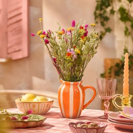 Keramikvase Streifen 18x18cm – Orange – Sommerliche Heimdekoration
