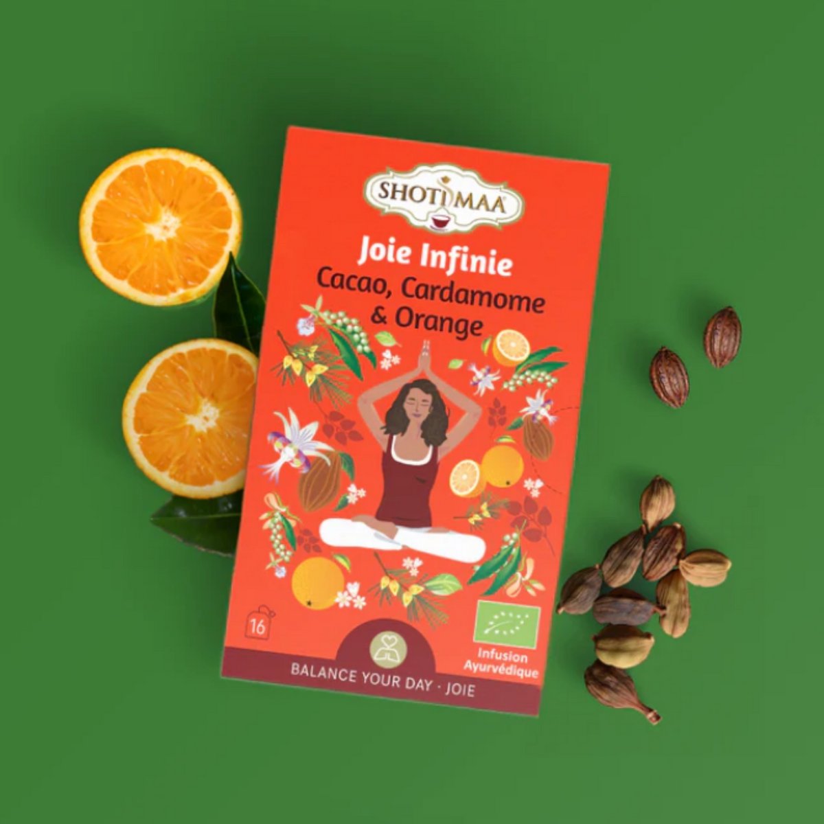 Joie Harmonie Bio-Kräutertee – beruhigender natürlicher Aufguss – warmer und köstlicher koffeinfreier Aufguss mit Kakao, Orange