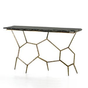 CONSOLA 130X41X77 PIEDRA NEGRO/HIERRO FORJADO DORADO TH6654800