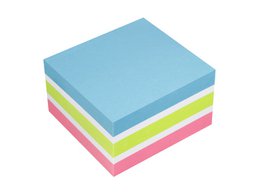 Info-Notizen, 75 x 75 mm, sortierter Block mit 400 Blatt, blau, weiß, grün, rosa