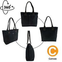 Domelo Damen gewachste Canvas Shopper. Wasserabweisende Handtasche.  Vegane Schultertasche . Einfarbig Damentasche A4 geeignet