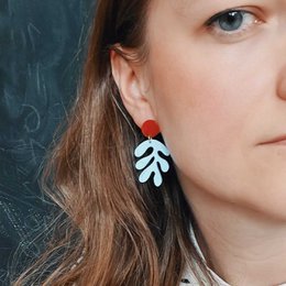 Matisse floral acrylic earrings in light blue