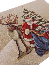 Mantel individual de desayuno navideño de Papá Noel en Gobelin