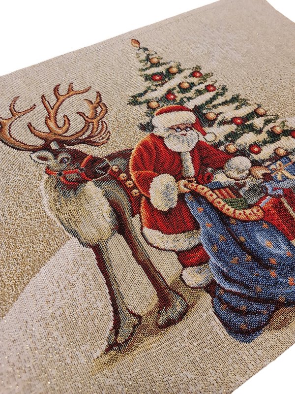 Mantel individual de desayuno navideño de Papá Noel en Gobelin