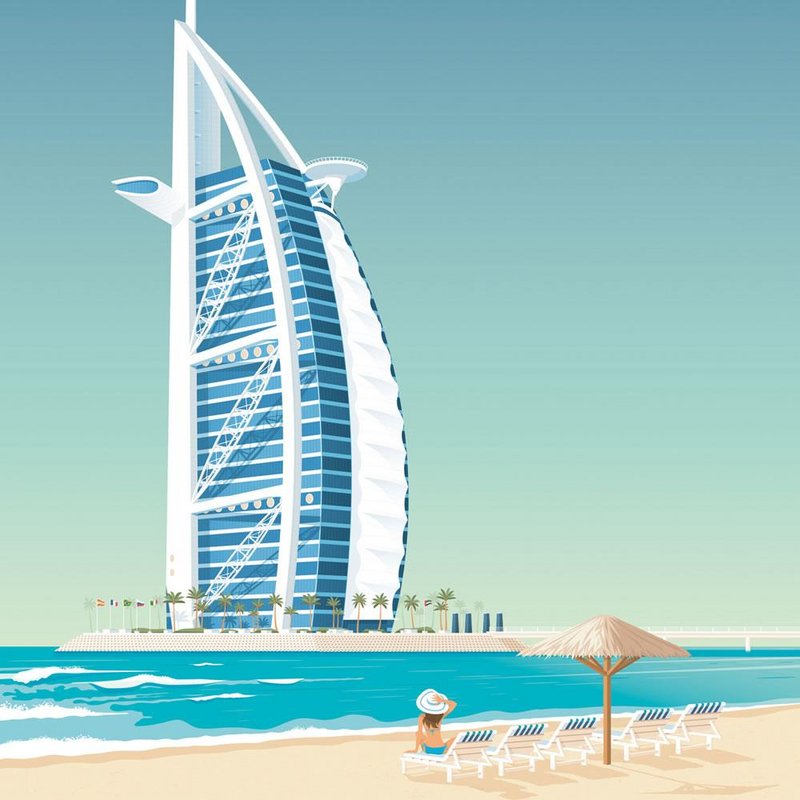 Affiche Dubaï Vintage | Poster Ville Dubaï Emirats Arabes Unis
