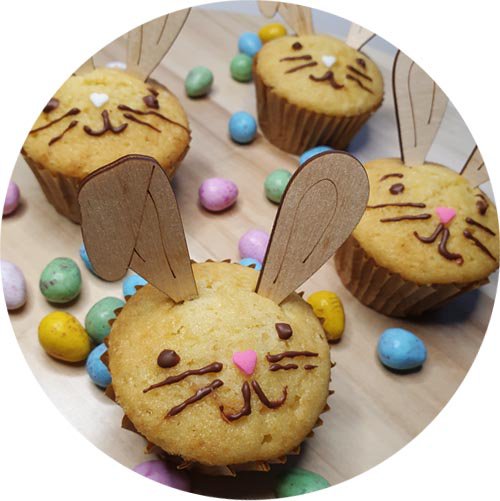 Wooden Easter cup cake cutters - 12 pieces in 1 set