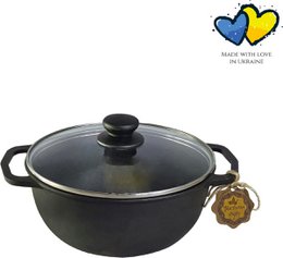 Cast iron frying pan - 2 liters - Suitable for induction - Glass lid - Casting pan cast iron - Pans - saucepan - Pan set - Gift - PFAS Free - Matt Black