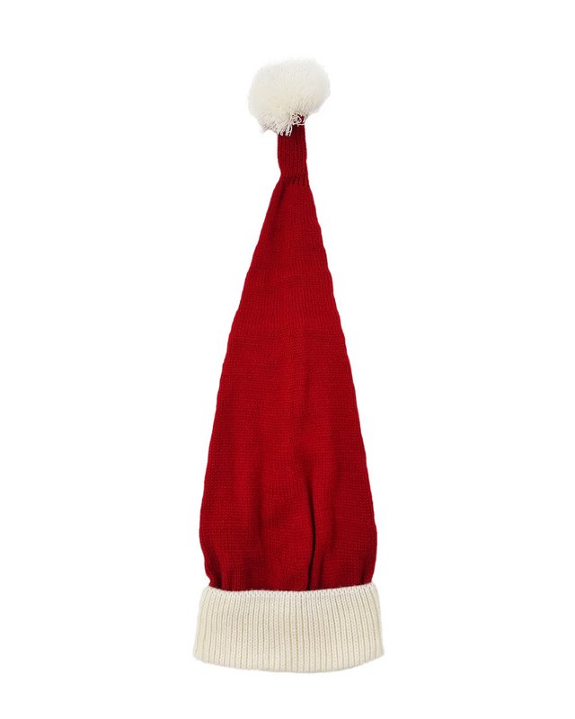 Santa hat - Red with white brim flat knit