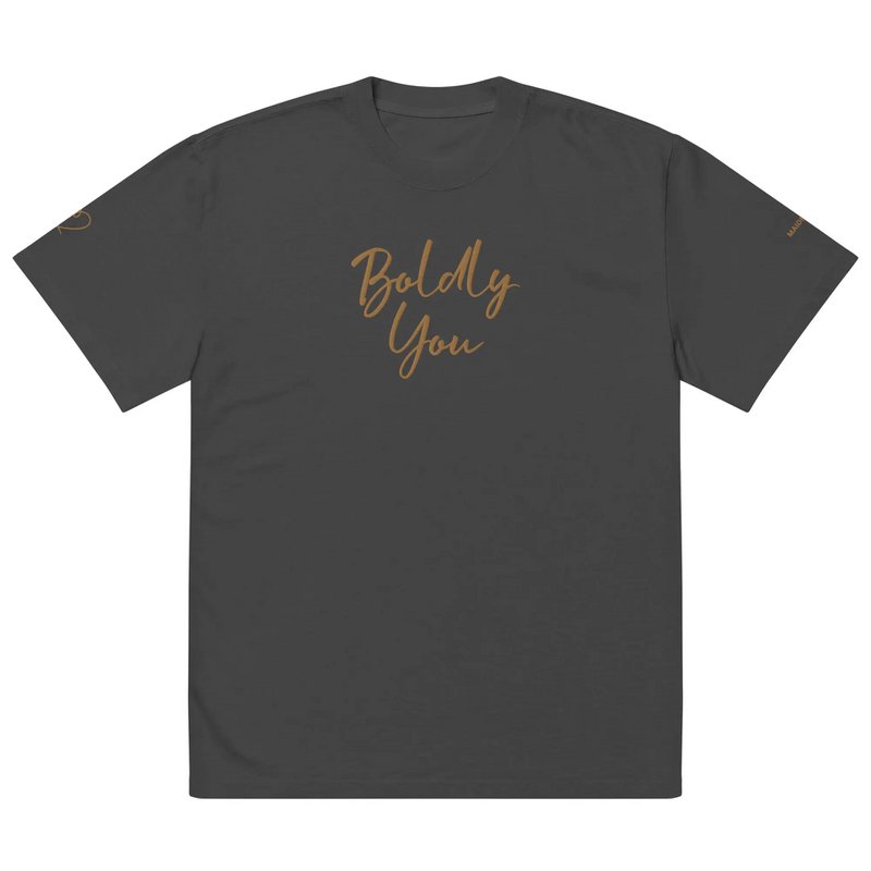 Boldly You Oversized falmet t-shirt med gammelt guldbroderi