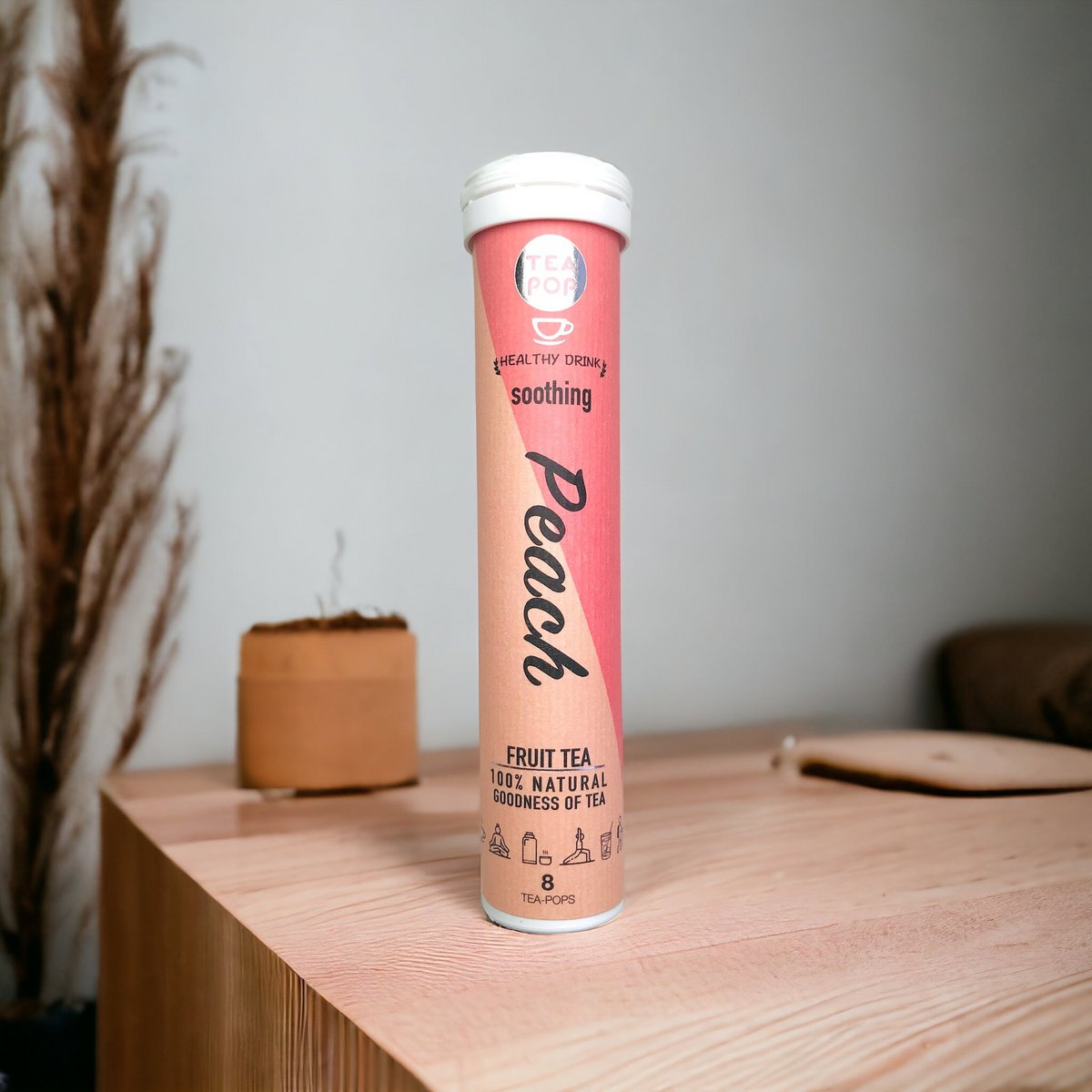 Peach Green Tea-Pop, thé gourmand à infusion rapide (plateau de 8 tubes)