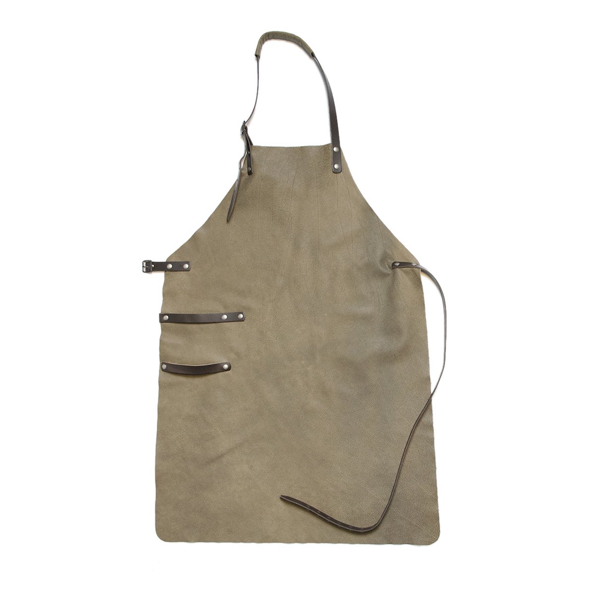 Tablier Cuir - Tablier BBQ - Accessoires BBQ - Vert Olive et Bleu Gris