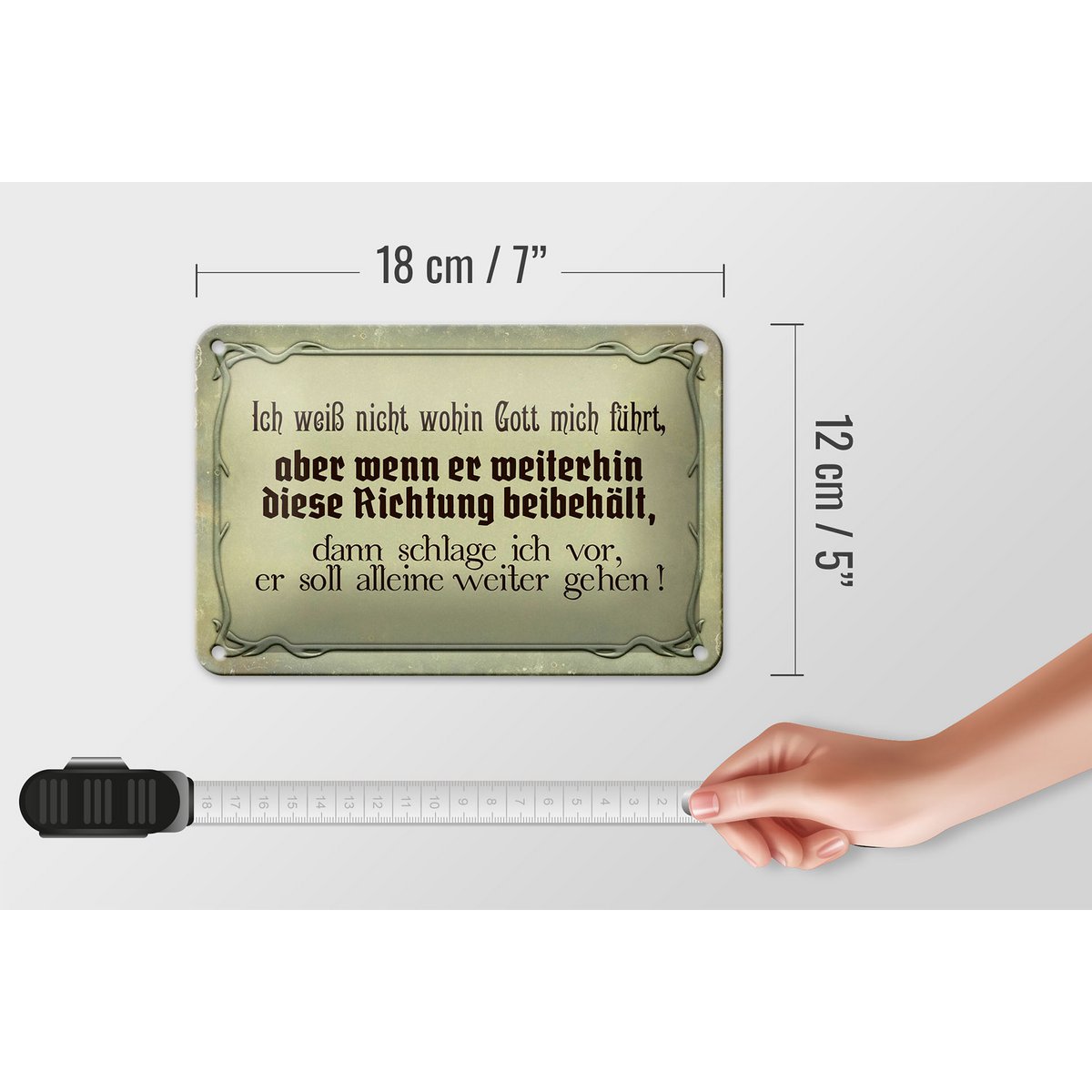 Tin sign saying 18x12cm I don't know where God is leading decoration