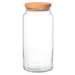 Pot de conservation en verre Joy Kitchen avec couvercle en bois 1400 cc