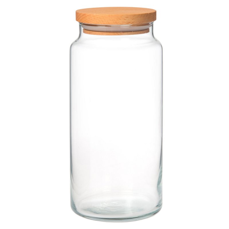 Pot de conservation en verre Joy Kitchen avec couvercle en bois 1400 cc