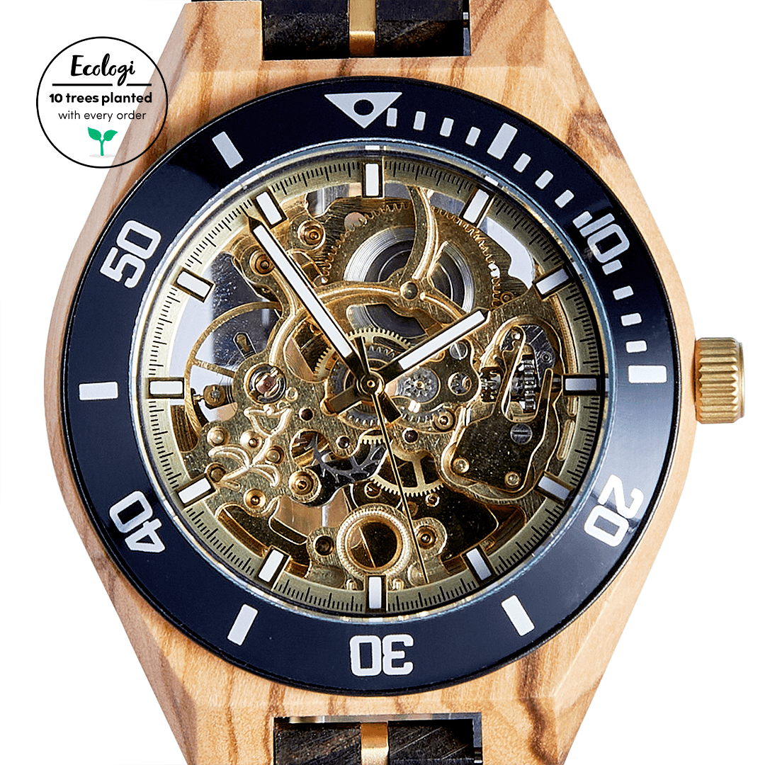 Wooden Mechanical Watch, Modern Wrist Watch, Analog Watch For Men, Eco Friendly Watch, Accessories And Watches, Holiday Gifts ~ The Rosewood
