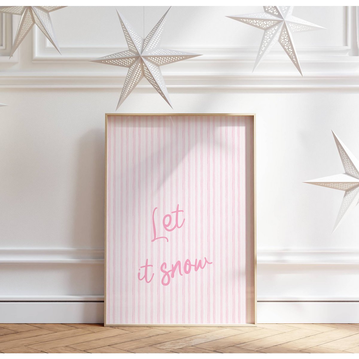 Plakat Kerst Let It Snow, Preppy Kerst Poster, Pink Christmas Plakat, Christmas Tree Poster, Pink Bows Print, Pink Christmas Decor