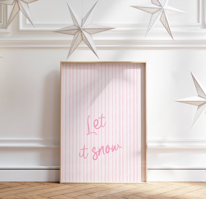Plakat Kerst Let It Snow, Preppy Kerst Poster, Pink Christmas Plakat, Christmas Tree Poster, Pink Bows Print, Pink Christmas Decor
