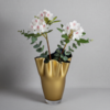 Vase Glas gewellt zweifarbig gold dunkelblau Glasvase Tischvase 21 x 21 x 30 cm