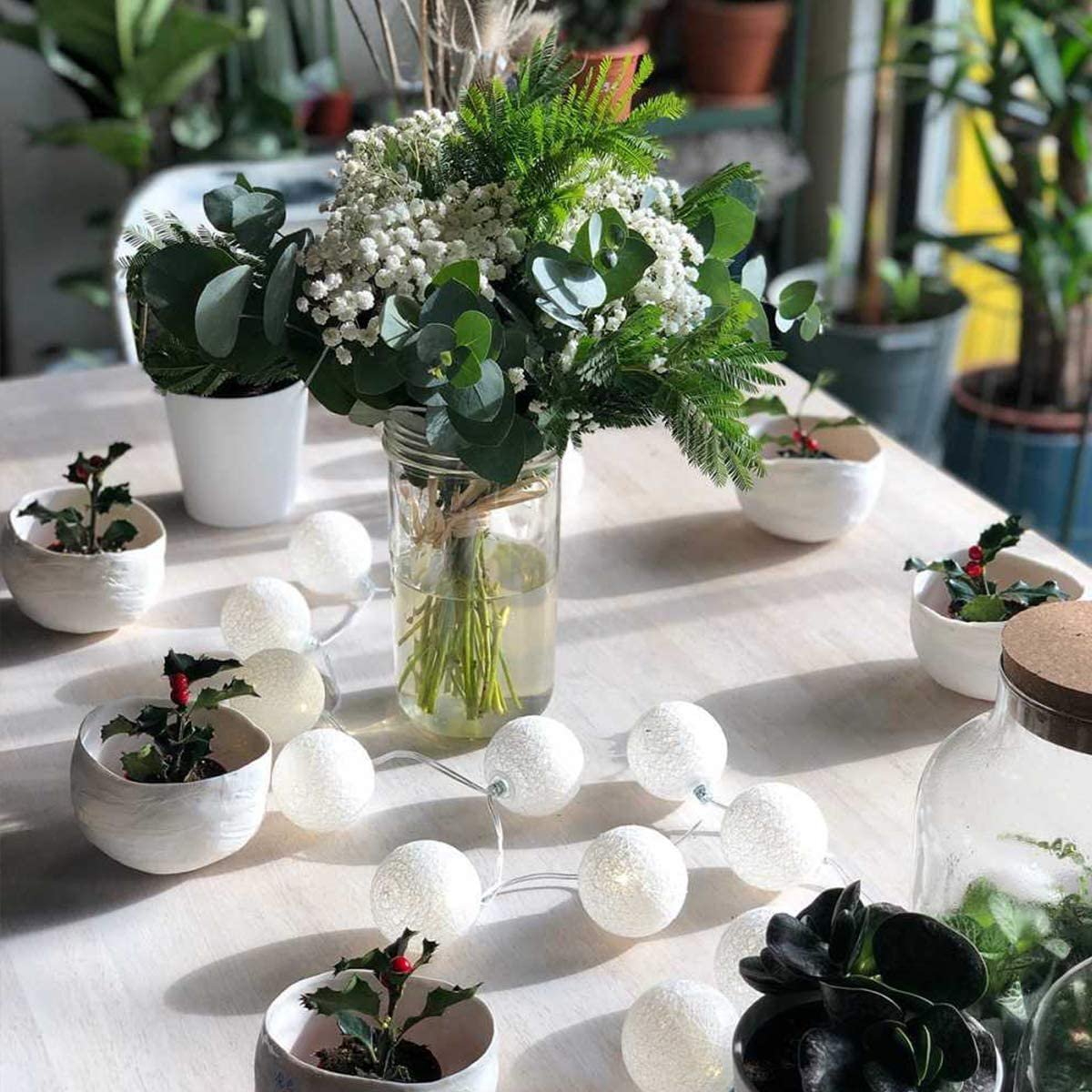 Flocon Commande Vocale Guirlande lumineuse boules coton Google & Alexa