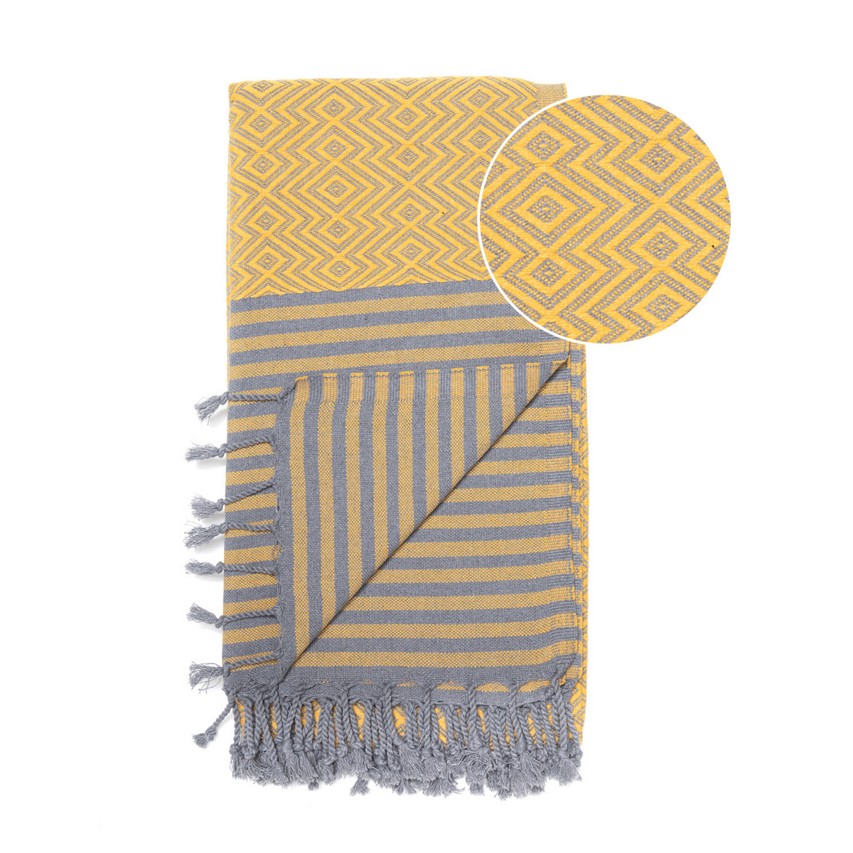 Telo da piscina Hammam in cotone SAHARA – Asciugatura rapida e leggero – Giallo - 180x100 cm
