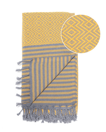 Telo da piscina Hammam in cotone SAHARA – Asciugatura rapida e leggero – Giallo - 180x100 cm