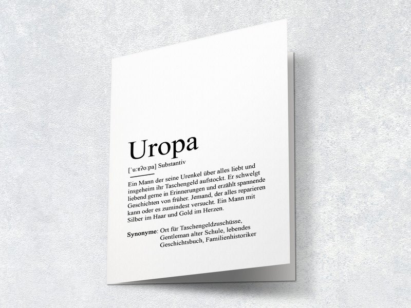 Definitie "Uropa" wenskaart