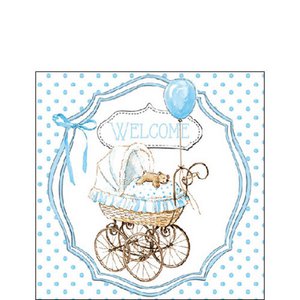 Ambiente Serviertablett 25 cm Willkommen blaues Baby