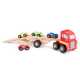 Transportador de Coches de Madera con 4 Coches
