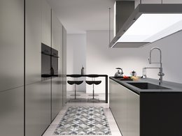 Alfombra de cocina Matteo "Azulejos usados ​​estilo azul beige"