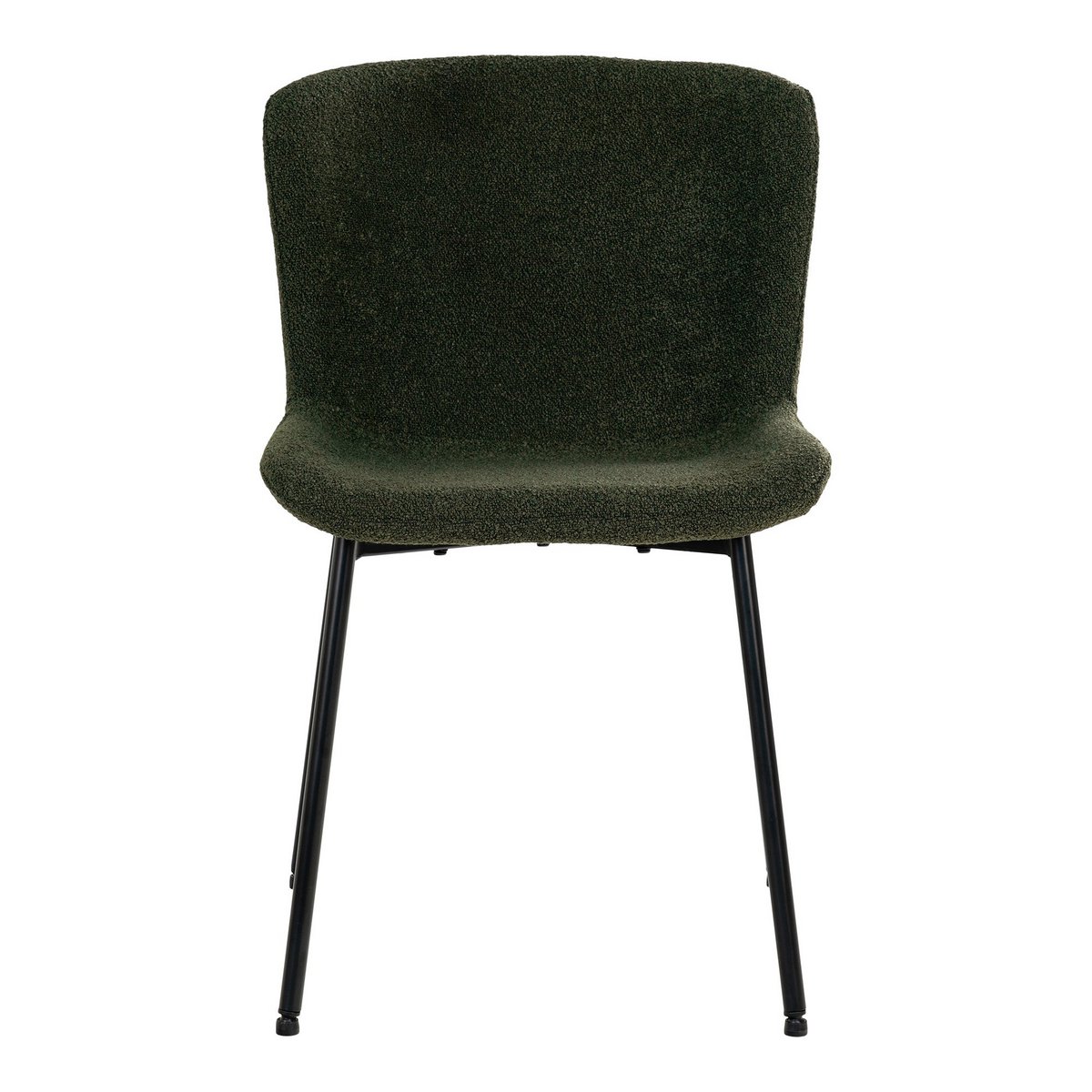 Maceda Dining Chair - Dark Green Bouclé, Black Legs - Set of 2