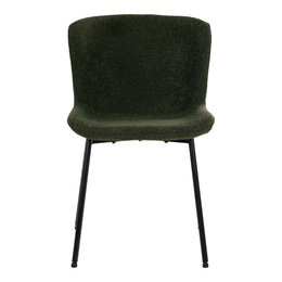 Maceda Dining Chair - Dark Green Bouclé, Black Legs - Set of 2