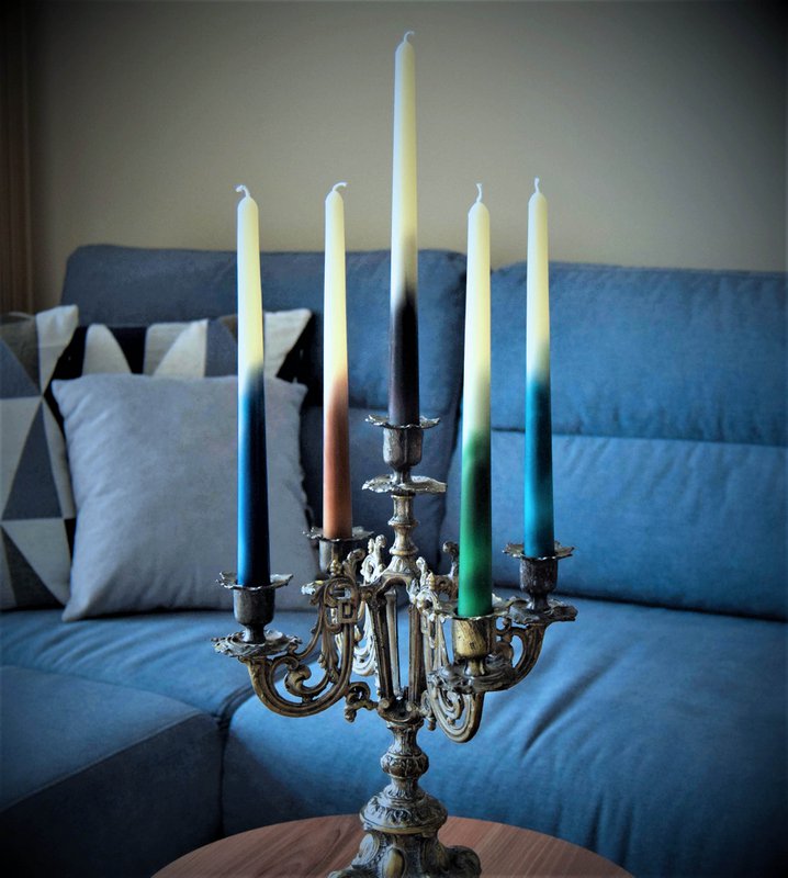 10" Ombre Beeswax Taper Candle - Lav din farvemix kopi