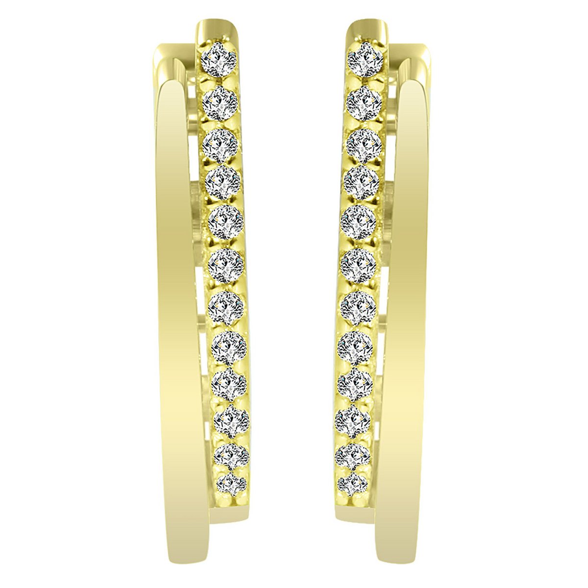 333/- Gold folding hoop earrings "Cleo", zirconia trim, yellow gold, 8 carat