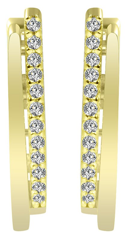 333/- Gold folding hoop earrings "Cleo", zirconia trim, yellow gold, 8 carat