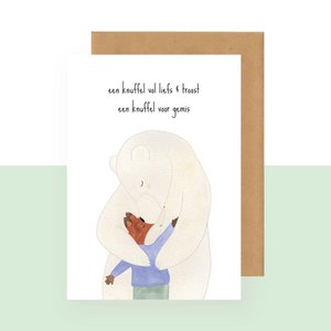 Postkaart - een knuffel vol liefs & troost - een knuffel voor gemis
