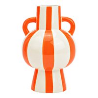 Vase striped made of ceramic, orange/white (W/H/D) 15x24x15cm