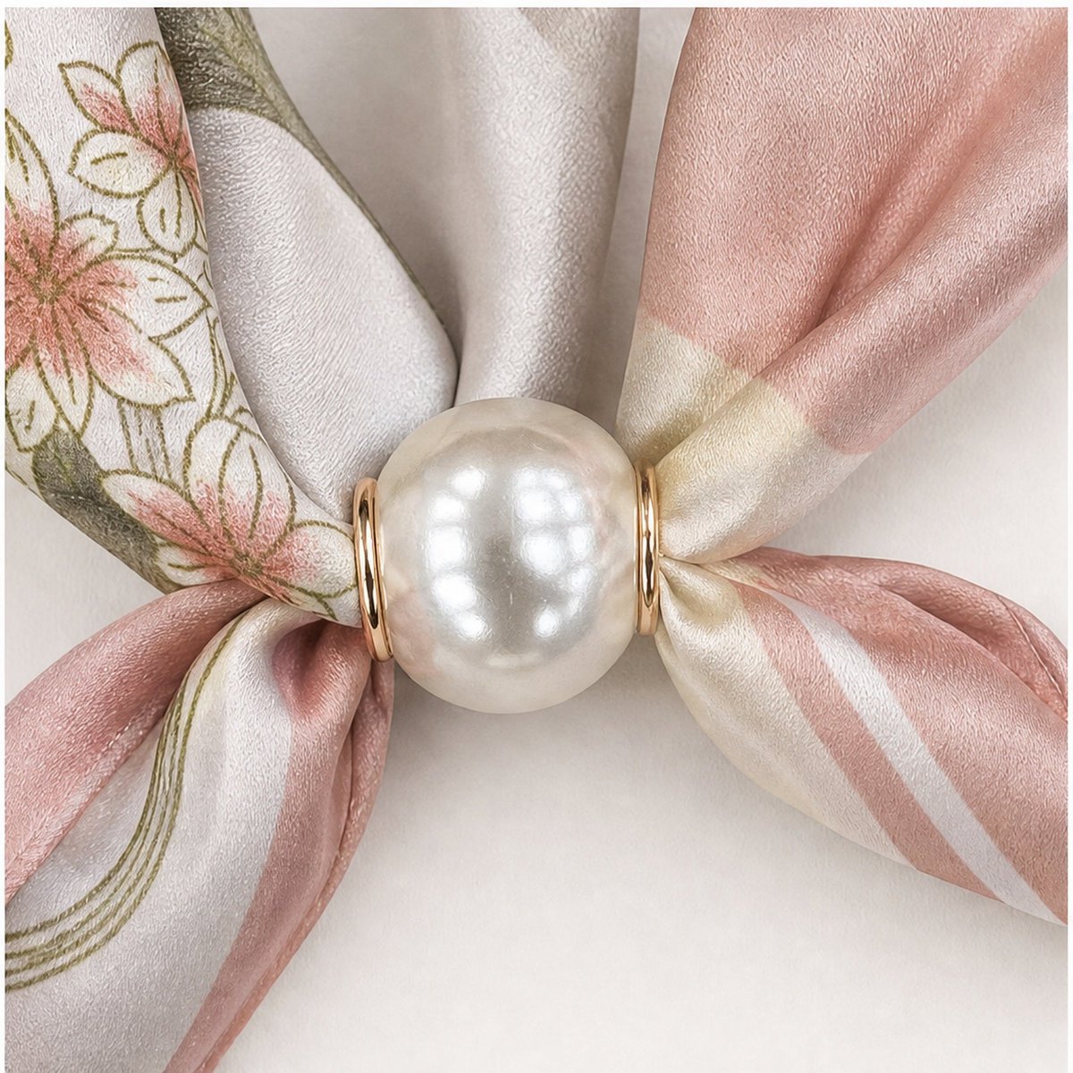 HS Pearl Scarf Satin Print Flowers - Multiple Prints