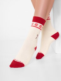 Organic socks Sweet Christmas - tennis socks with embroidered candy cane, Xmas