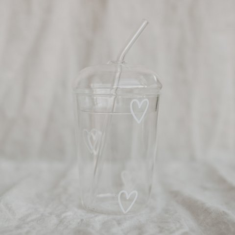 Drinking glass hearts white (PU = 6 pieces)