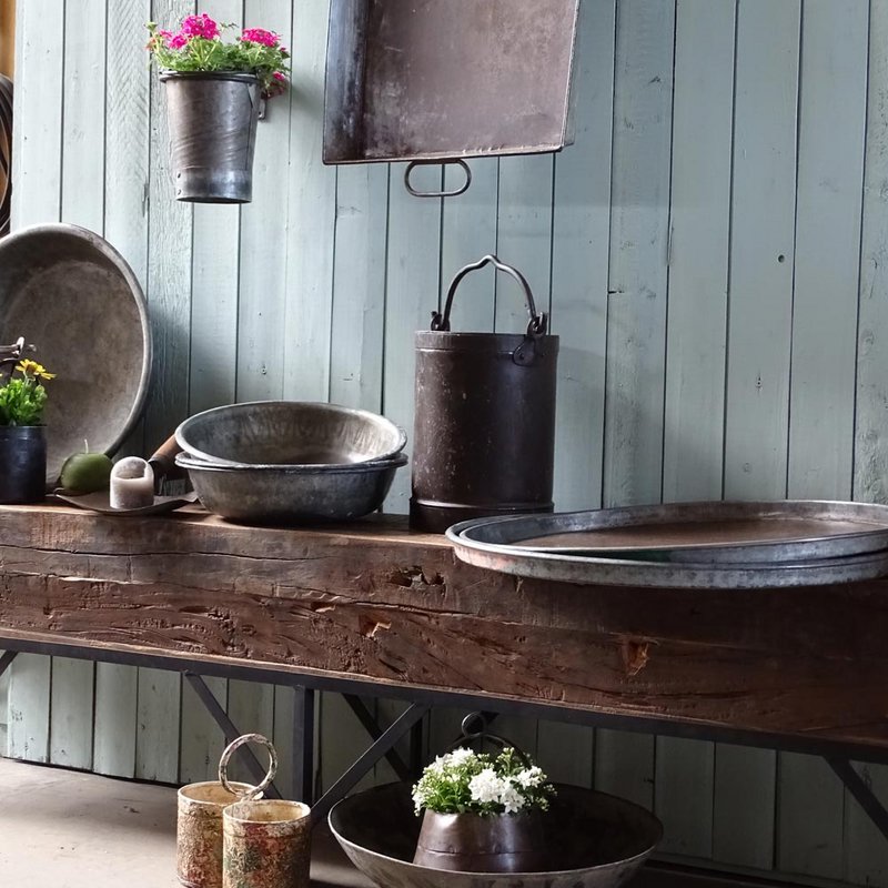 Large round metal tray