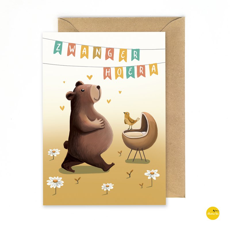 Greeting card pregnant hurray! (folded card)