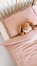 Musselin -Bettwäsche mit Füllrüschen rosa