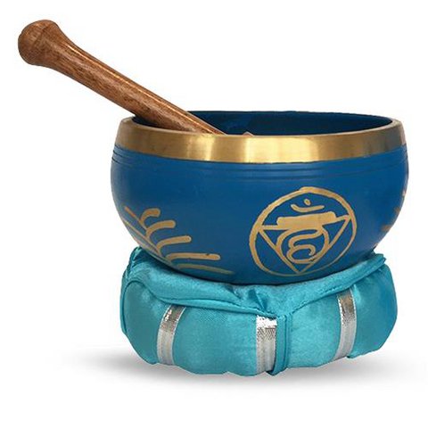 Brass Singing Bowl with stick & Cusion  10 cm Throat Chakra