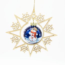 Træstjerne med snemand julekugle