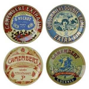 Set von 4 klassischen Camembert -Canape -Tellern