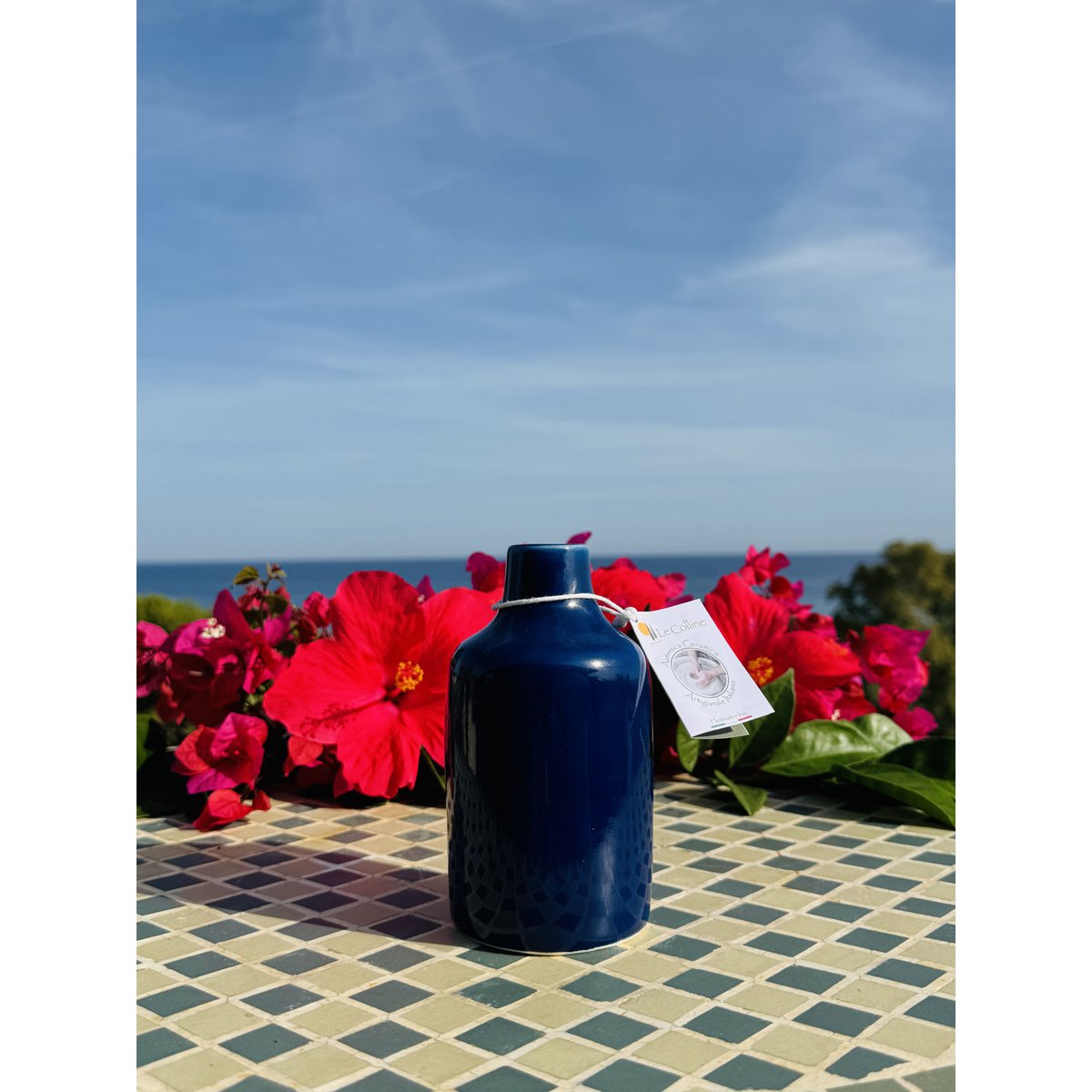Handmade oil bottle of oil donors oil jug ceramic bottle "Unica" for olive oil & vinegar from Italy