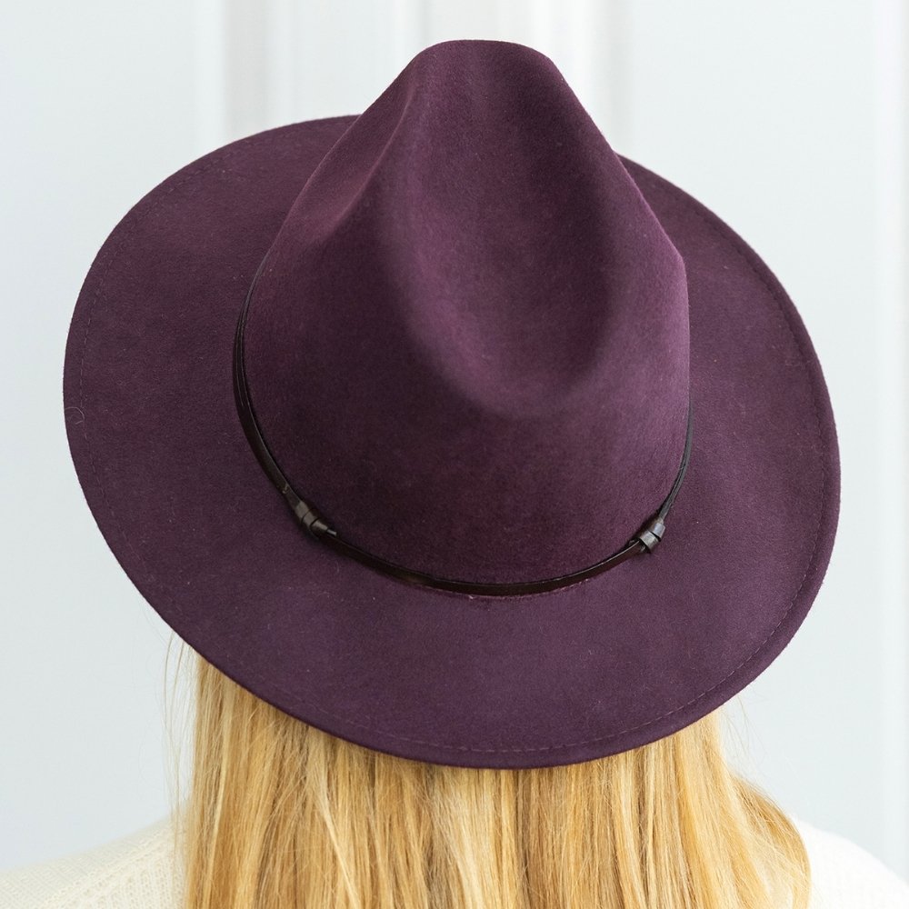 CHAPEAU FEUTRE - lien cuir, bord cousu